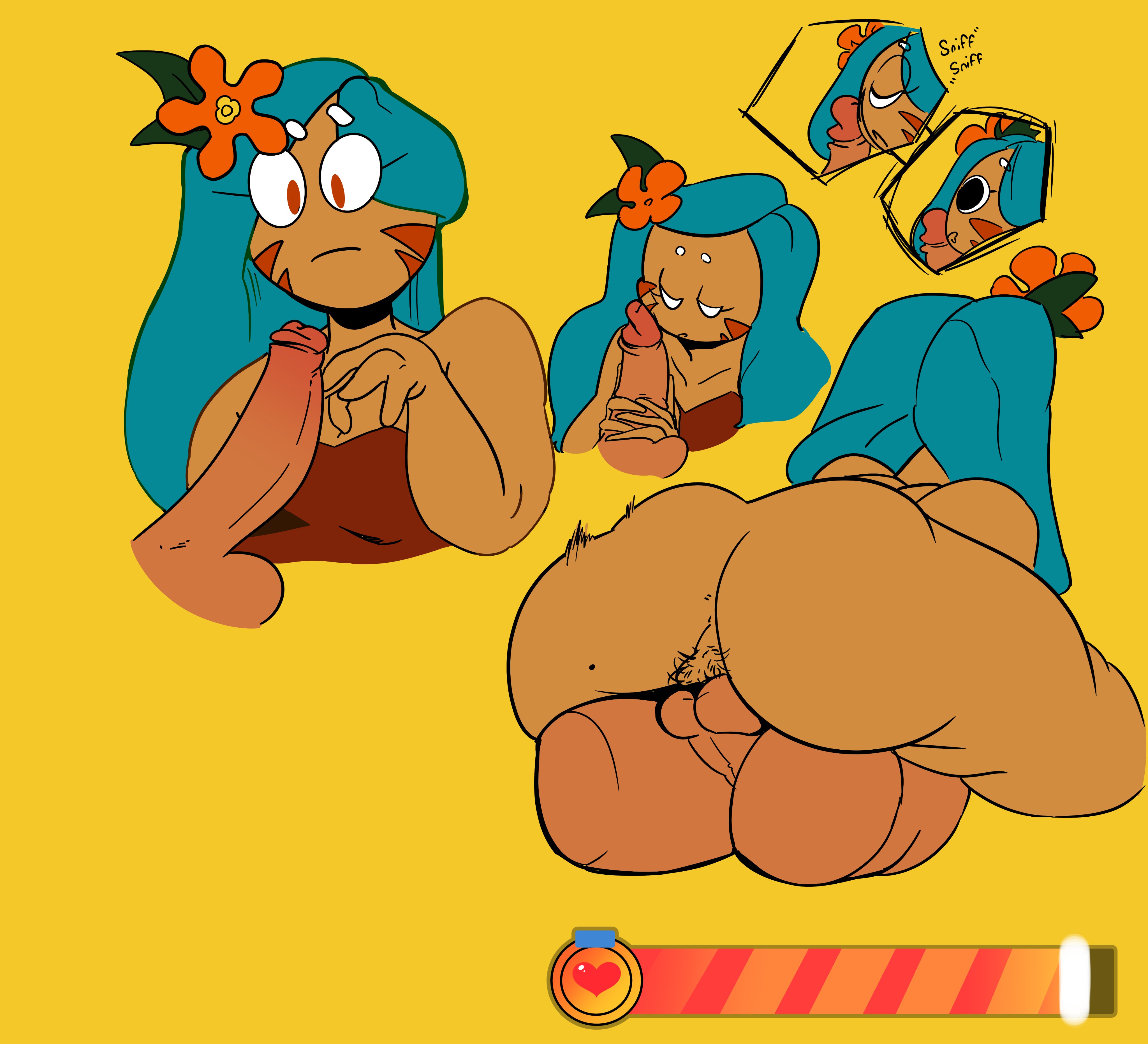 Rule 34 - ass cookie run female flower green hair health bar huge ass red  eyes redmagician8 riding sniffing thrusting tiger lily cookie | 3841673 /