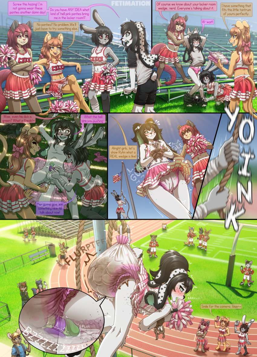 Rule 34 - 1boy 3girls blush blush lines bondage cheerleader cheerleader