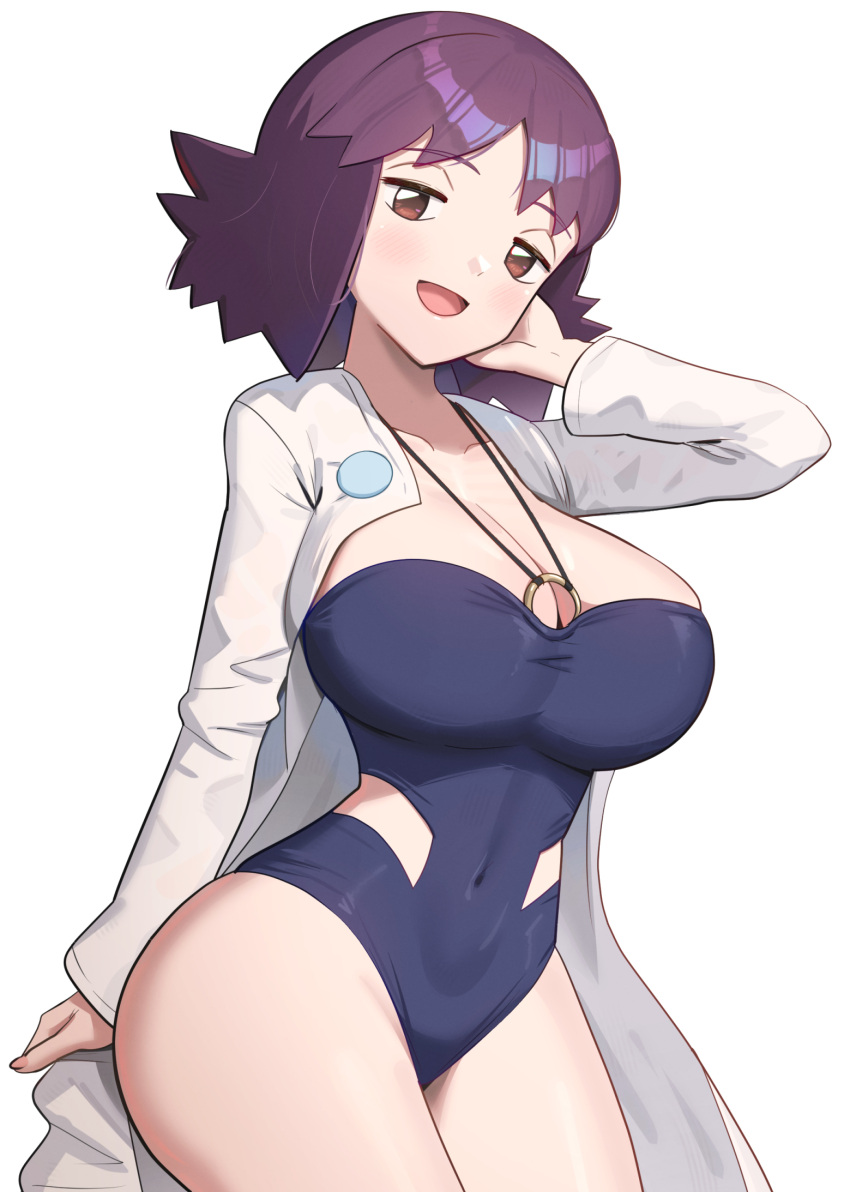 rule-34-1girls-d-blue-one-piece-swimsuit-blush-breasts-brown-eyes