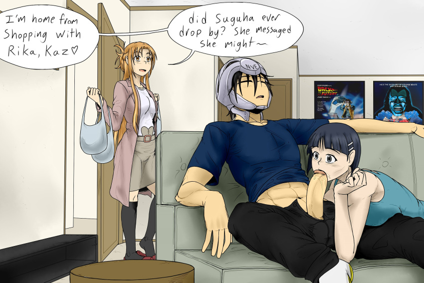 Rule 34 - 1boy 2girls big penis blowjob color couch cucked by sister ...