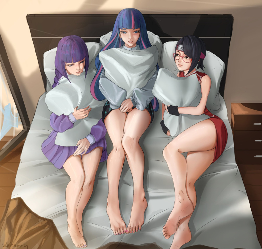 Rule 34 - 3girls ada (boruto) alternate costume bed black hair boruto ...